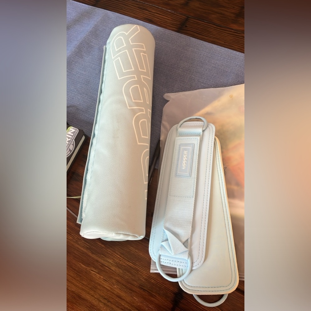 Uppper barbell pad and ankle straps